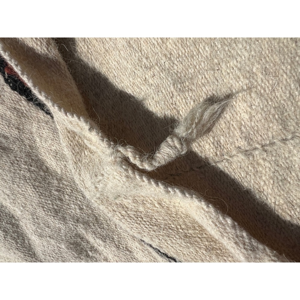 Vintage African Fulani Blanket Handmade Wool Cream Black Rust Geometric 51 x 81" - Picture 8 of 13